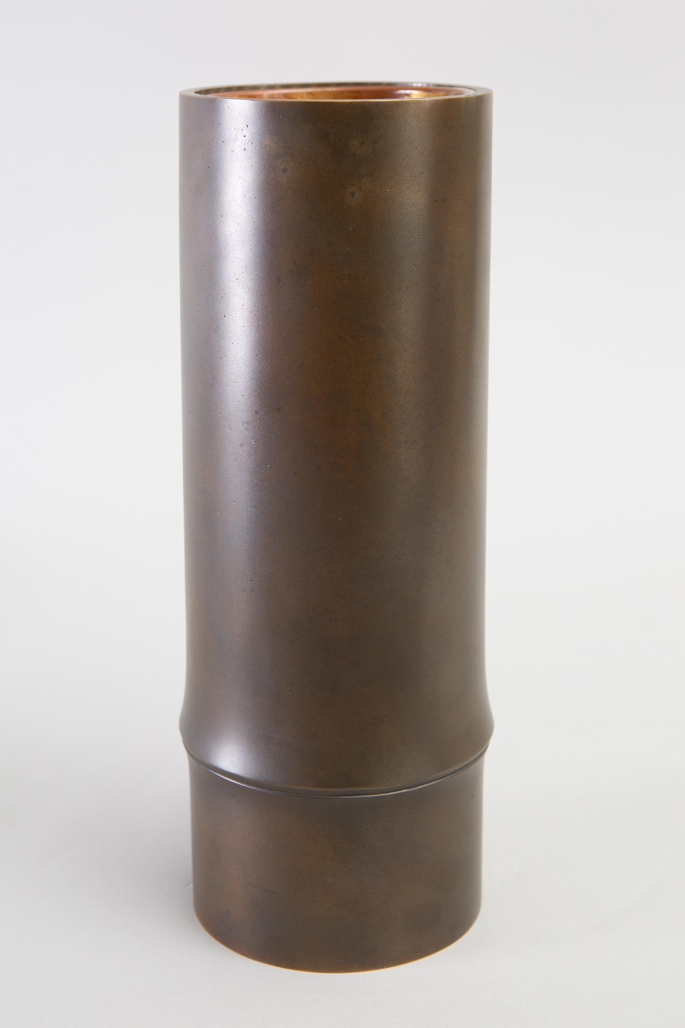 Early 20th Century Japanese Bronze Vase in Bamboo Form