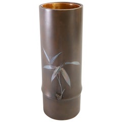 Vase en bronze japonais en forme de bambou