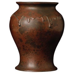 Japanese Bronze Vase with Drip Relief Design, Signed, Meiji–Taisho Period