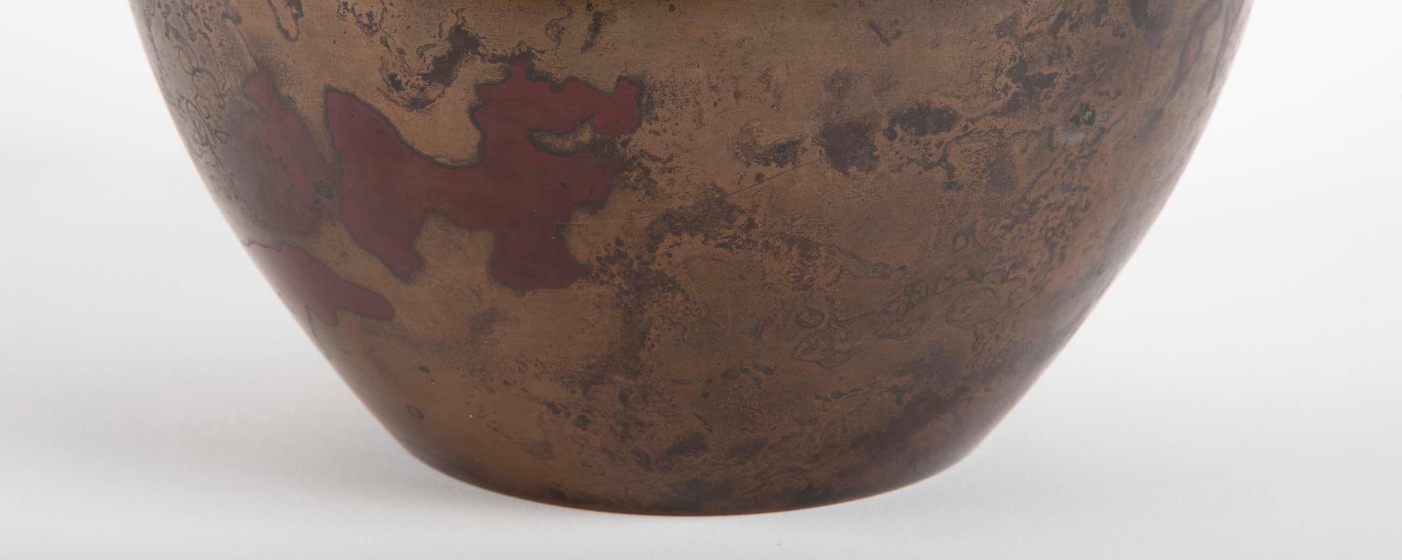 Japanische Vase aus Bronze mit marmorierter Patina (Showa)