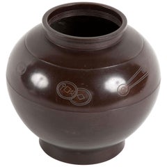 Japanese Bronze Vase with Silver Coin Inlay