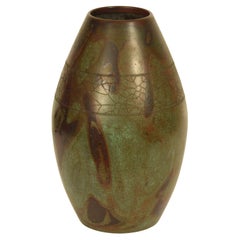 Vintage Japanese Bronze Vase with Silver Inlay circa 1960's