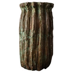 Vaso giapponese in bronzo con corteccia d'albero, firmato, XX secolo