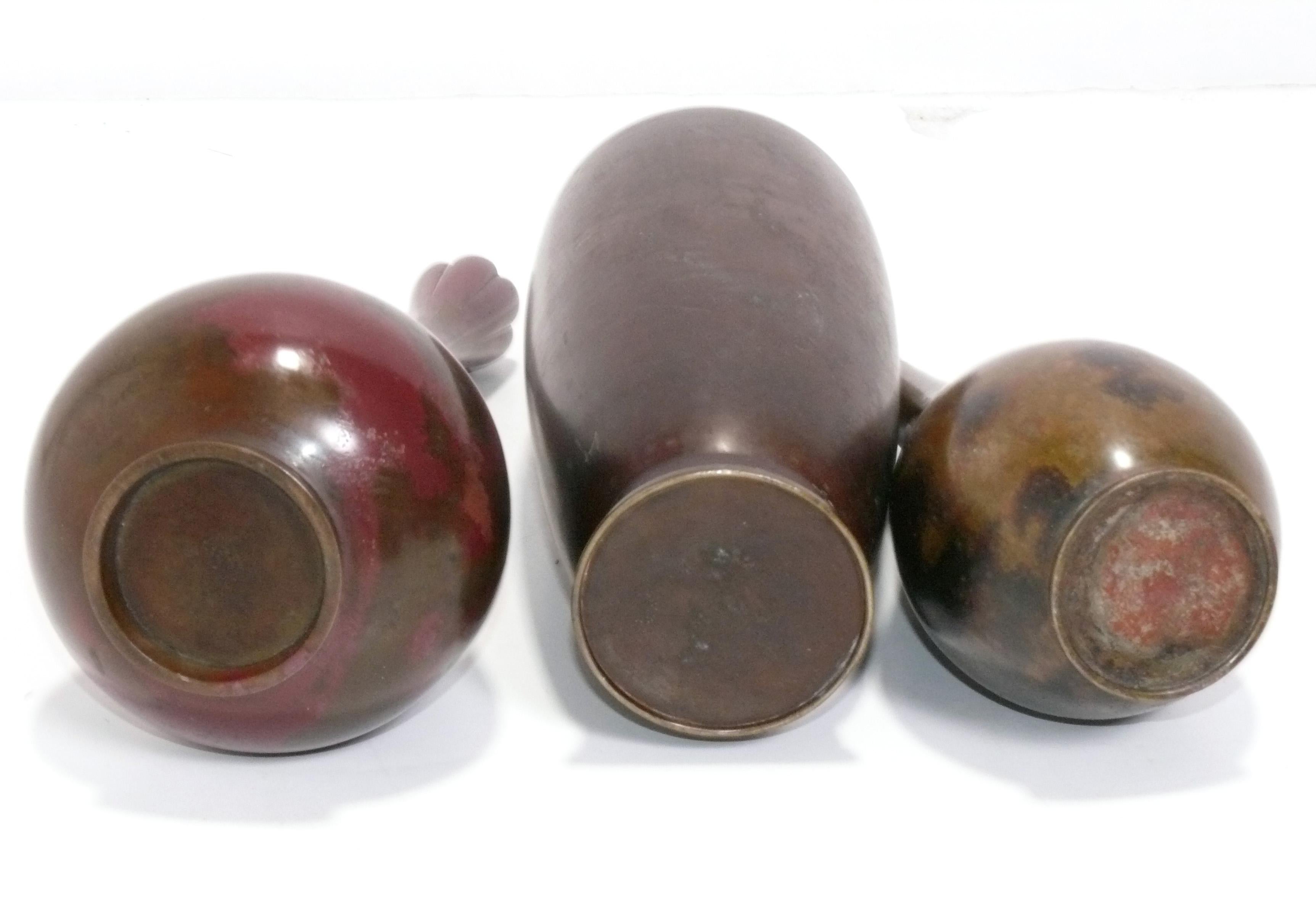 Colección de ocho jarrones japoneses de bronce Japonés en venta