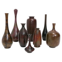 Japanese Bronze Vases Collection of Eight