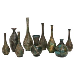Japanese Bronze Vases Collection of Nine