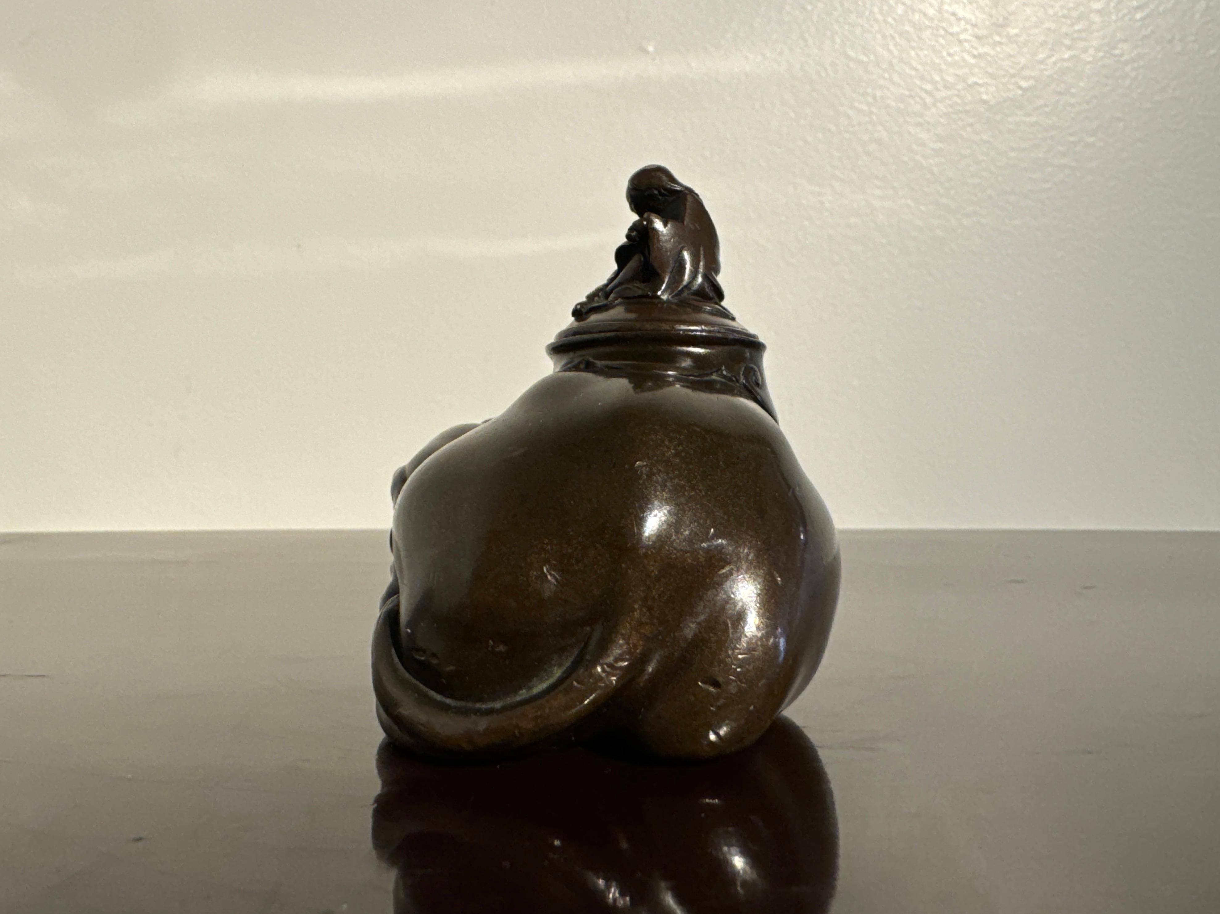 19th Century Japanese Bronze Water Coupe, Eguchi as Fugen, Edo/Meiji Period, Japan For Sale