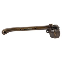 Antique Japanese Bronze Yatate or writing kit adorned with a small Frog sculpture