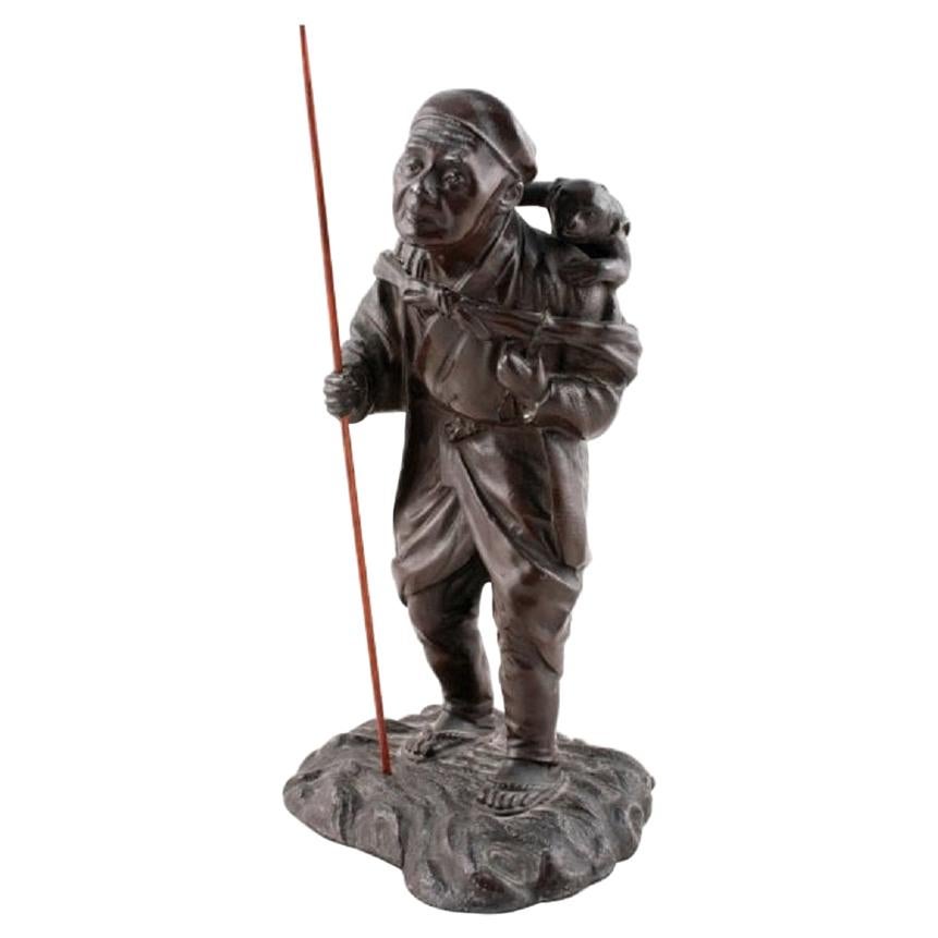Japanese Bronzed Metal Figure, 19th Century For Sale