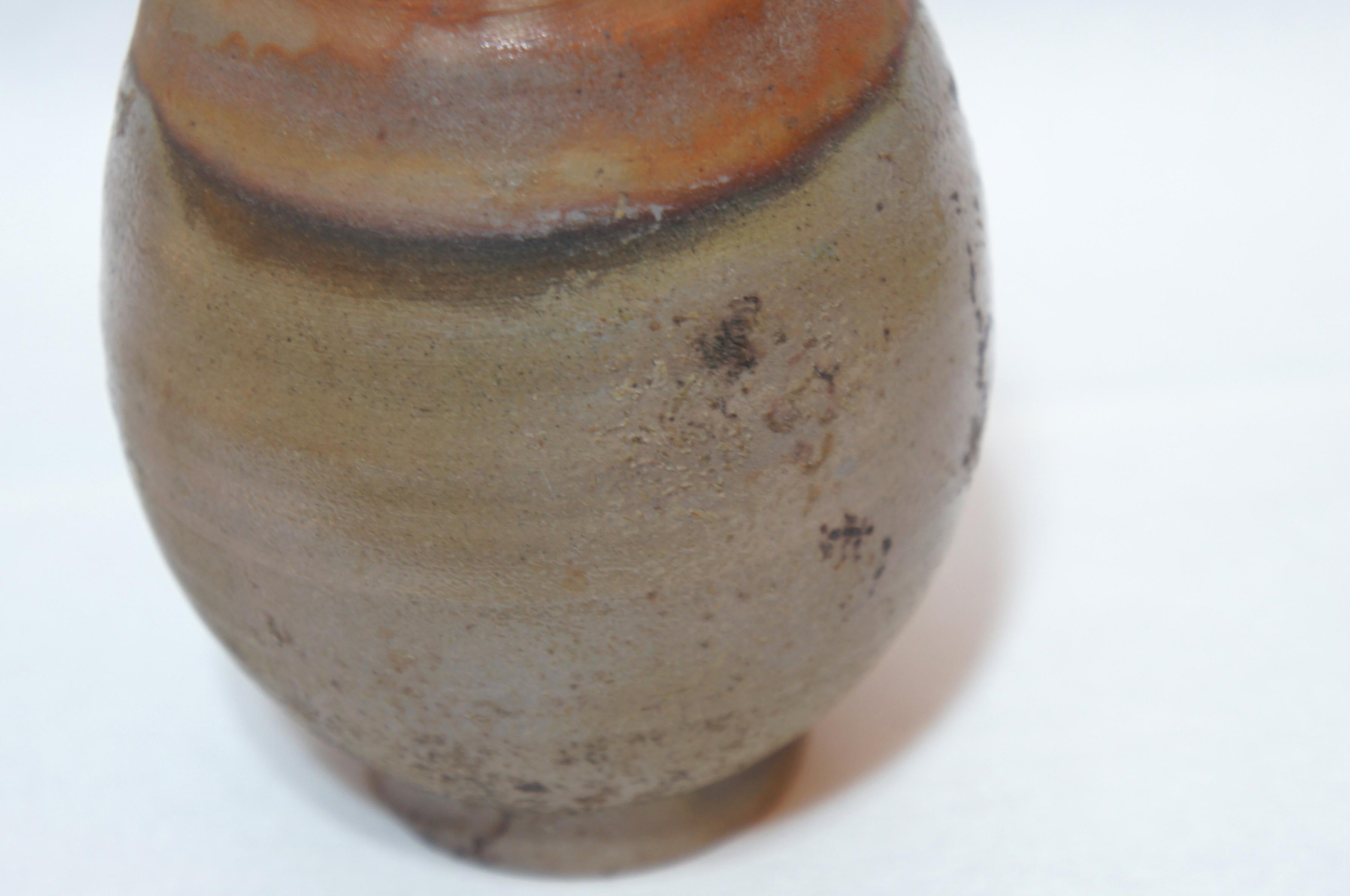 Japanese Brown and Orange Unglazed Pottery Bizen Ware Vase, 1970s For Sale 3