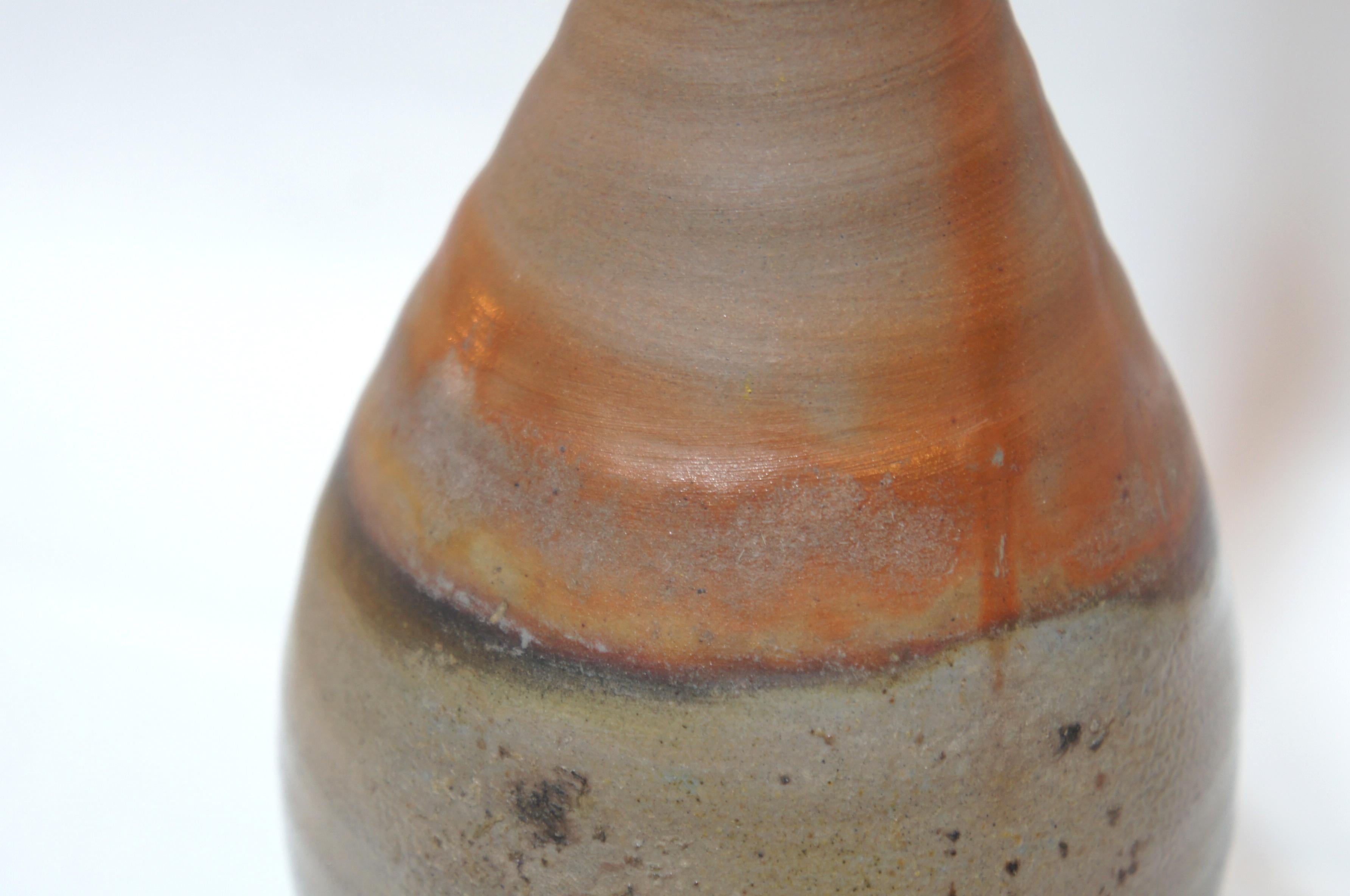 20th Century Japanese Brown and Orange Unglazed Pottery Bizen Ware Vase, 1970s For Sale