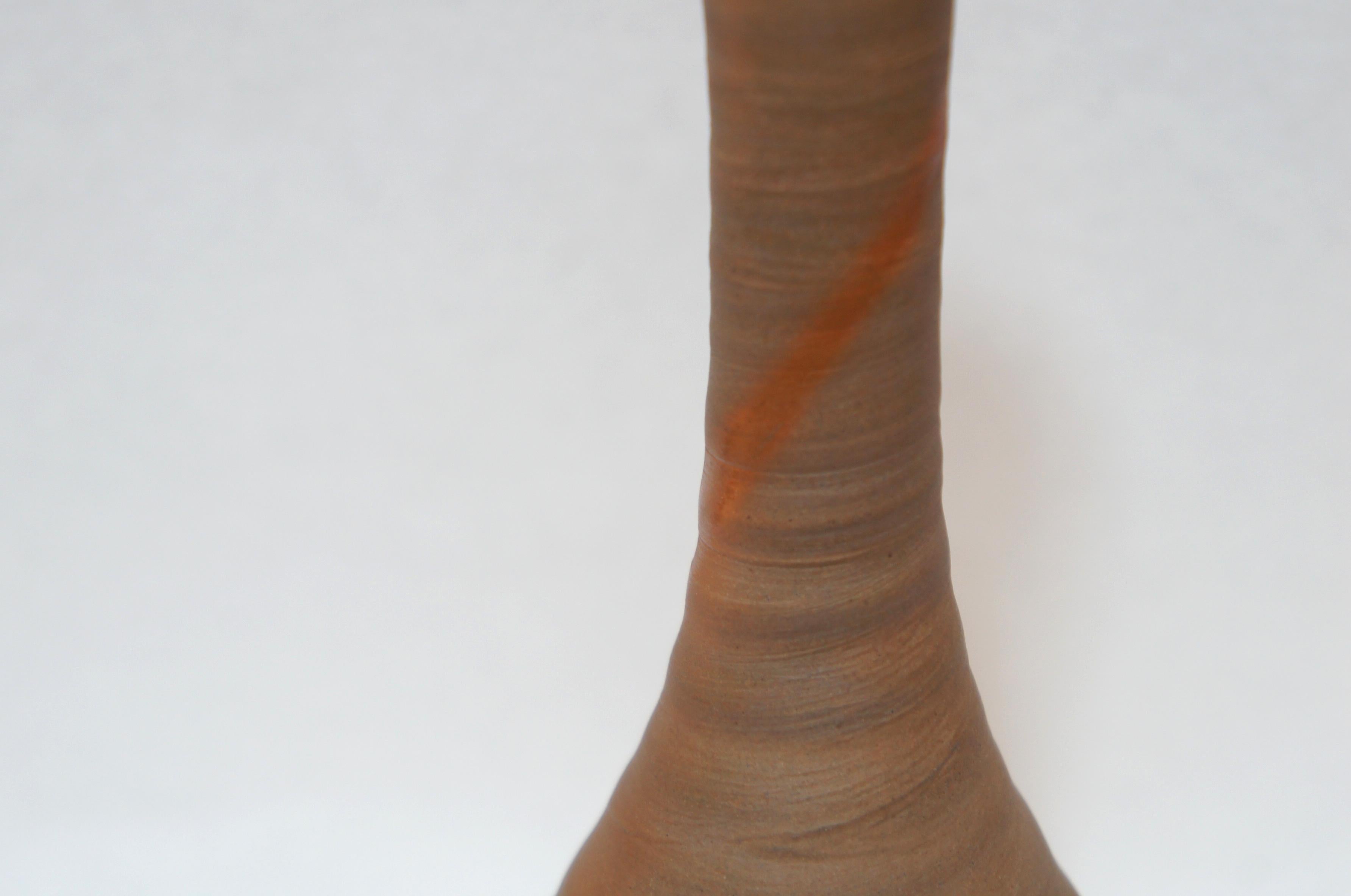 Japanese Brown and Orange Unglazed Pottery Bizen Ware Vase, 1970s For Sale 2