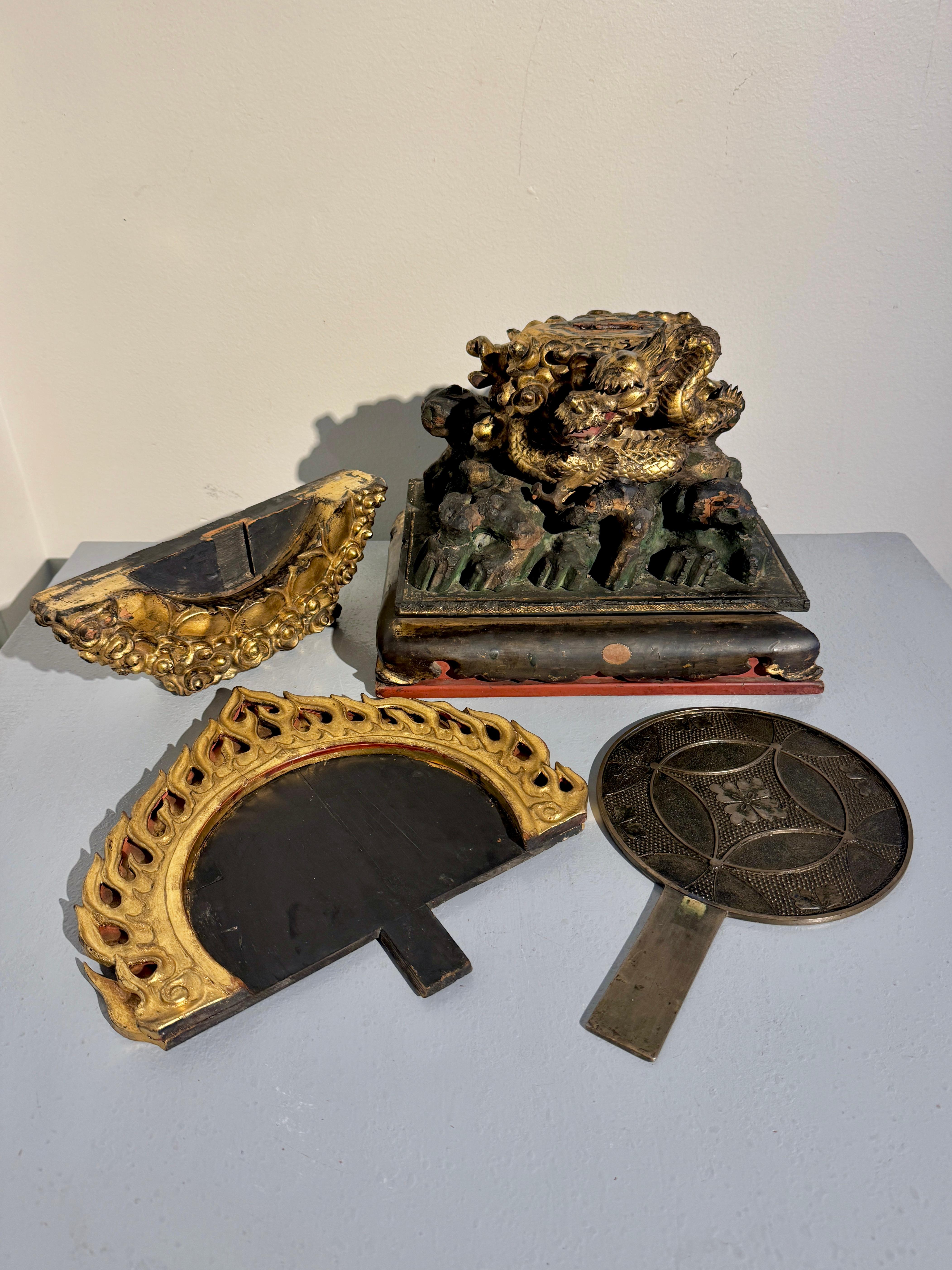 Japanese Buddhist Mirror and Dragon Stand, Edo Period, early 19th c, Japan For Sale 9