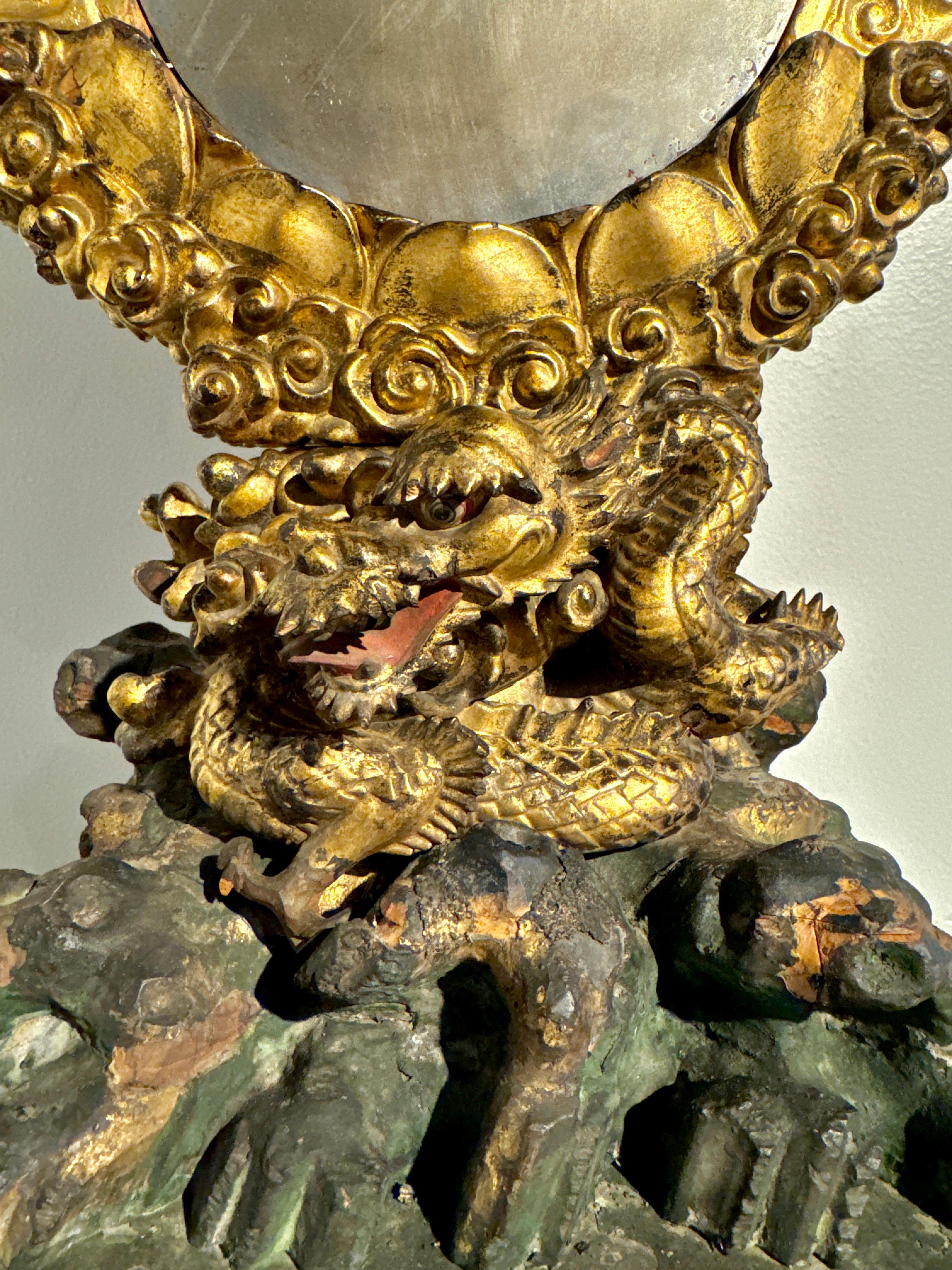 Japanese Buddhist Mirror and Dragon Stand, Edo Period, early 19th c, Japan For Sale 12