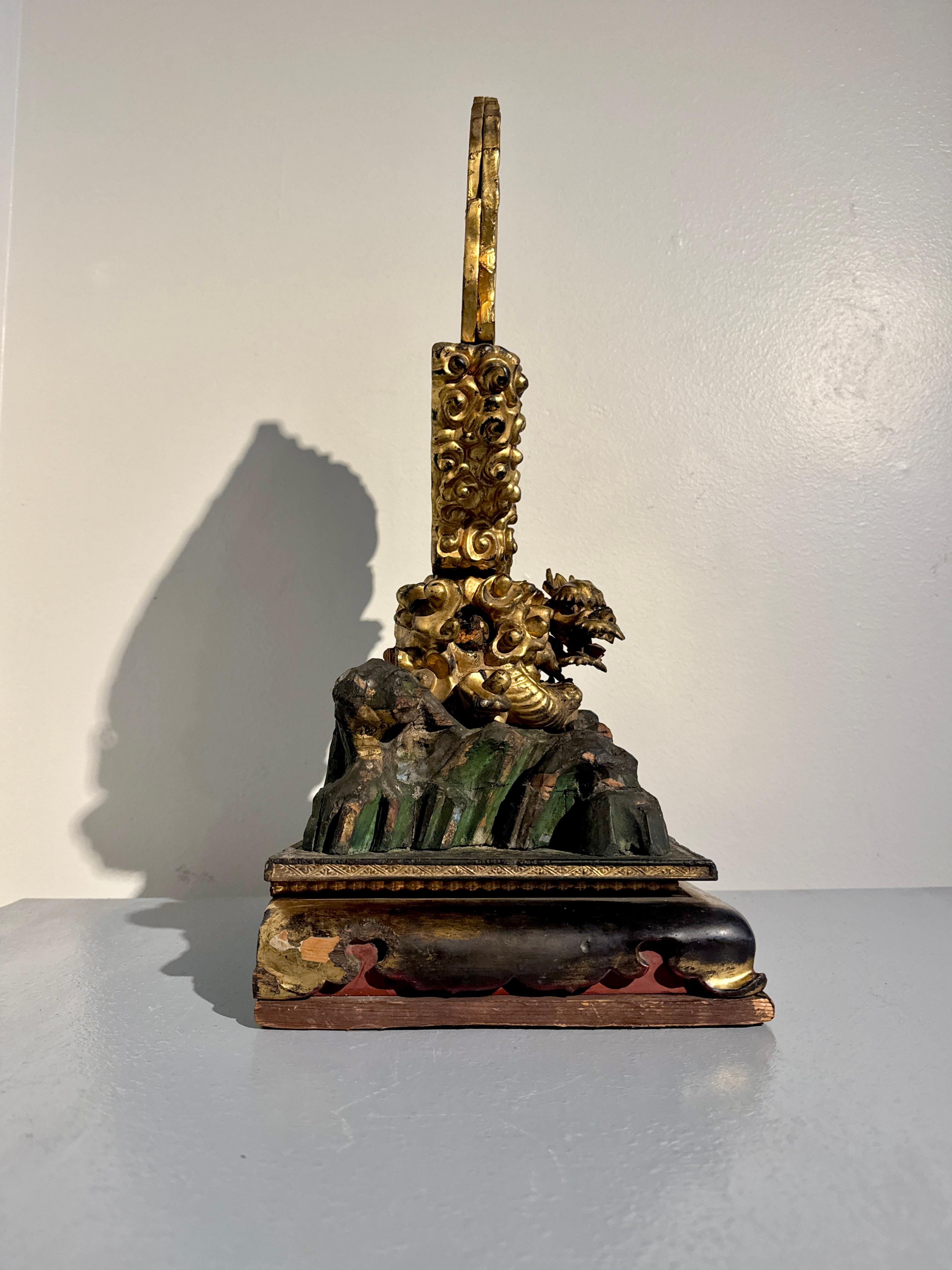 19th Century Japanese Buddhist Mirror and Dragon Stand, Edo Period, early 19th c, Japan For Sale