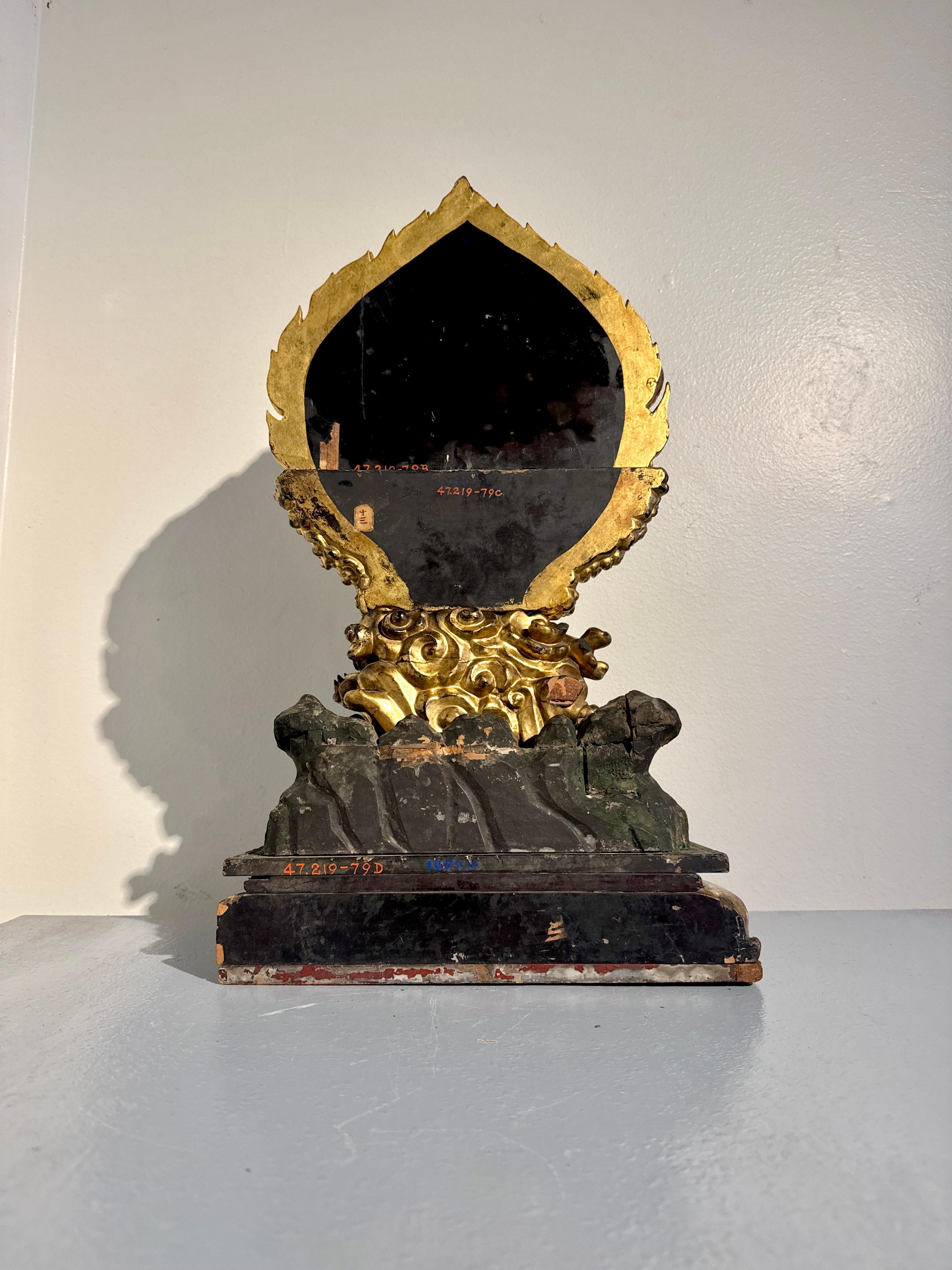 Bronze Japanese Buddhist Mirror and Dragon Stand, Edo Period, early 19th c, Japan For Sale
