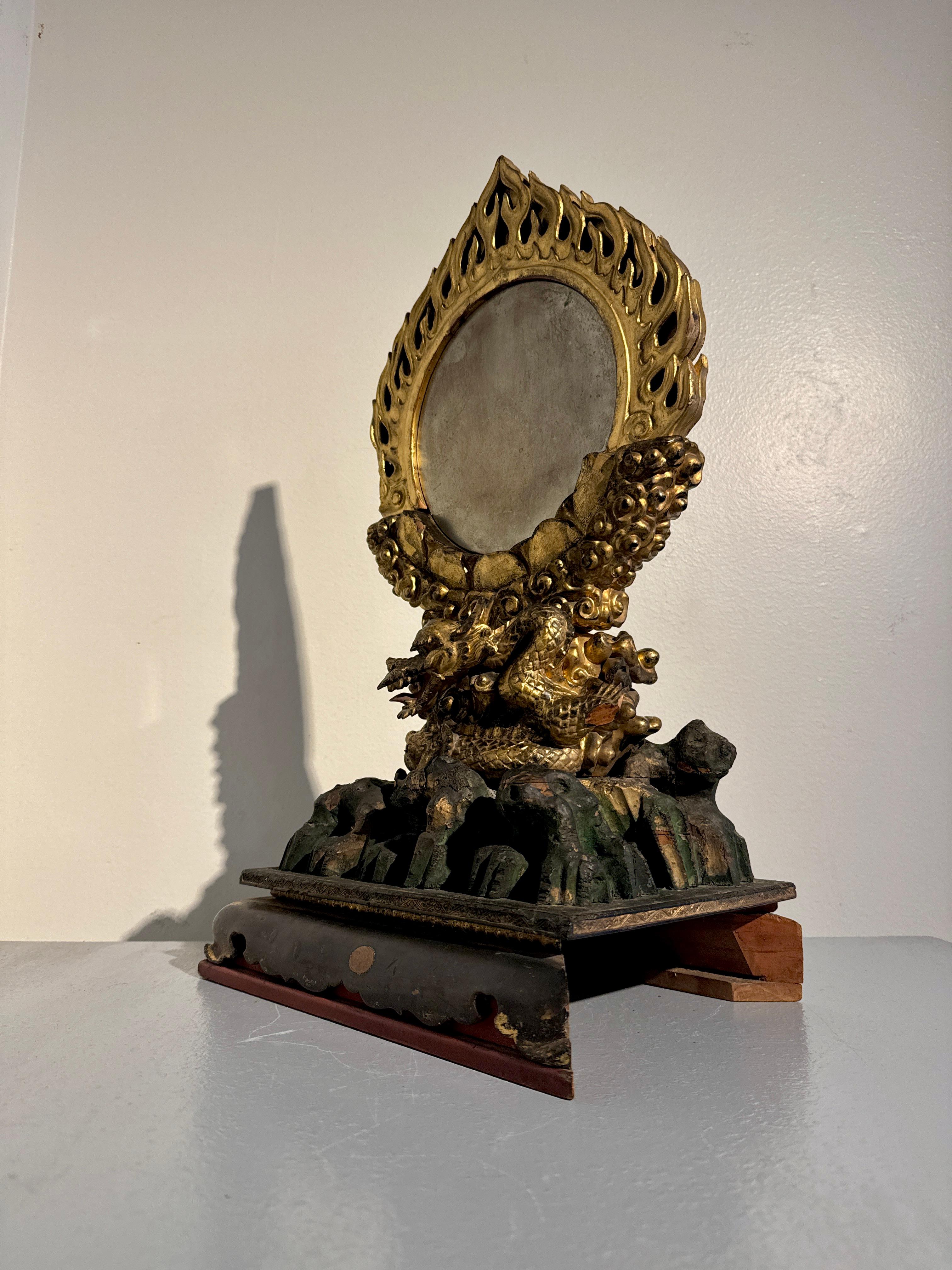 Japanese Buddhist Mirror and Dragon Stand, Edo Period, early 19th c, Japan For Sale 2