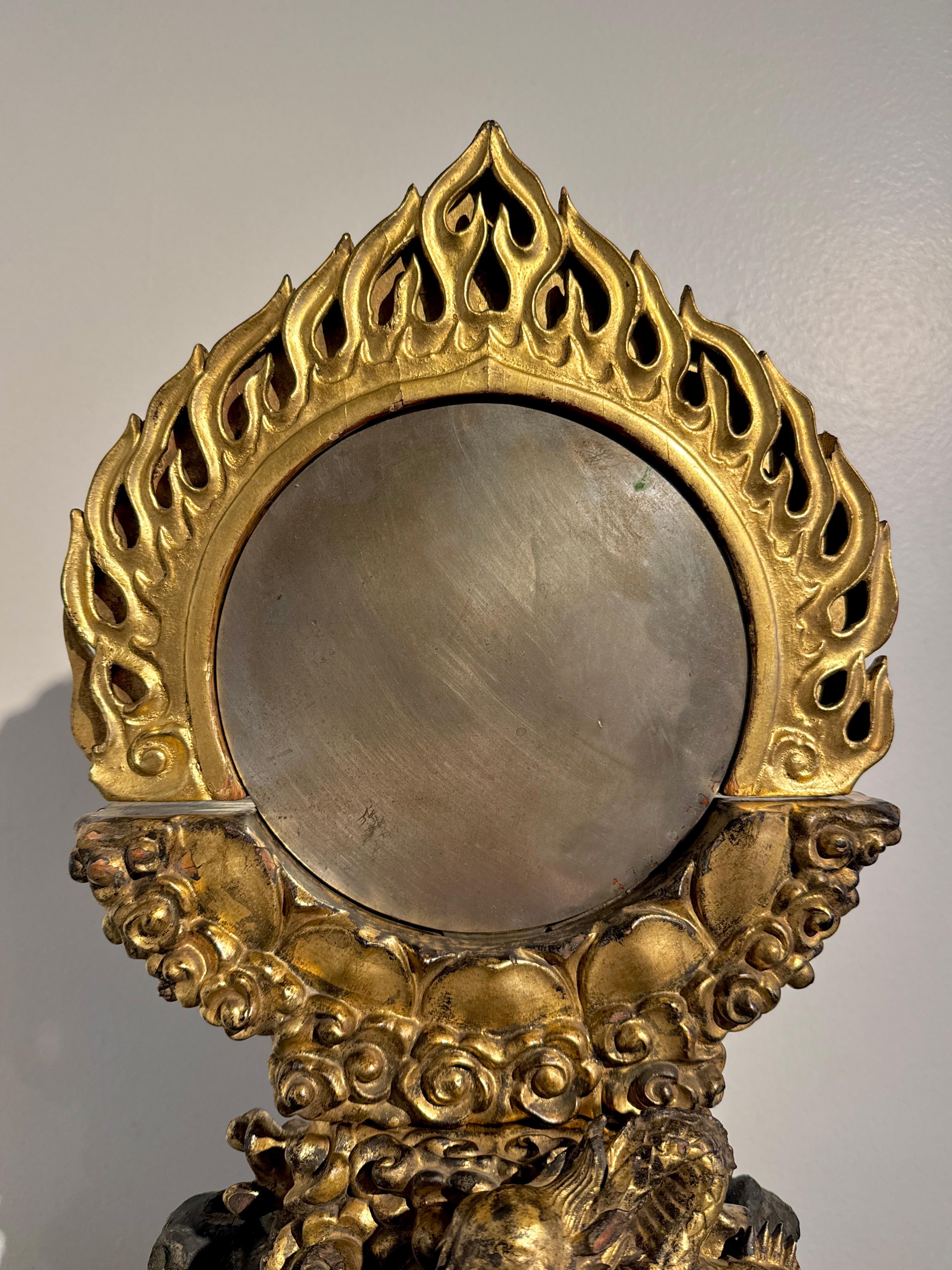 Japanese Buddhist Mirror and Dragon Stand, Edo Period, early 19th c, Japan For Sale 3