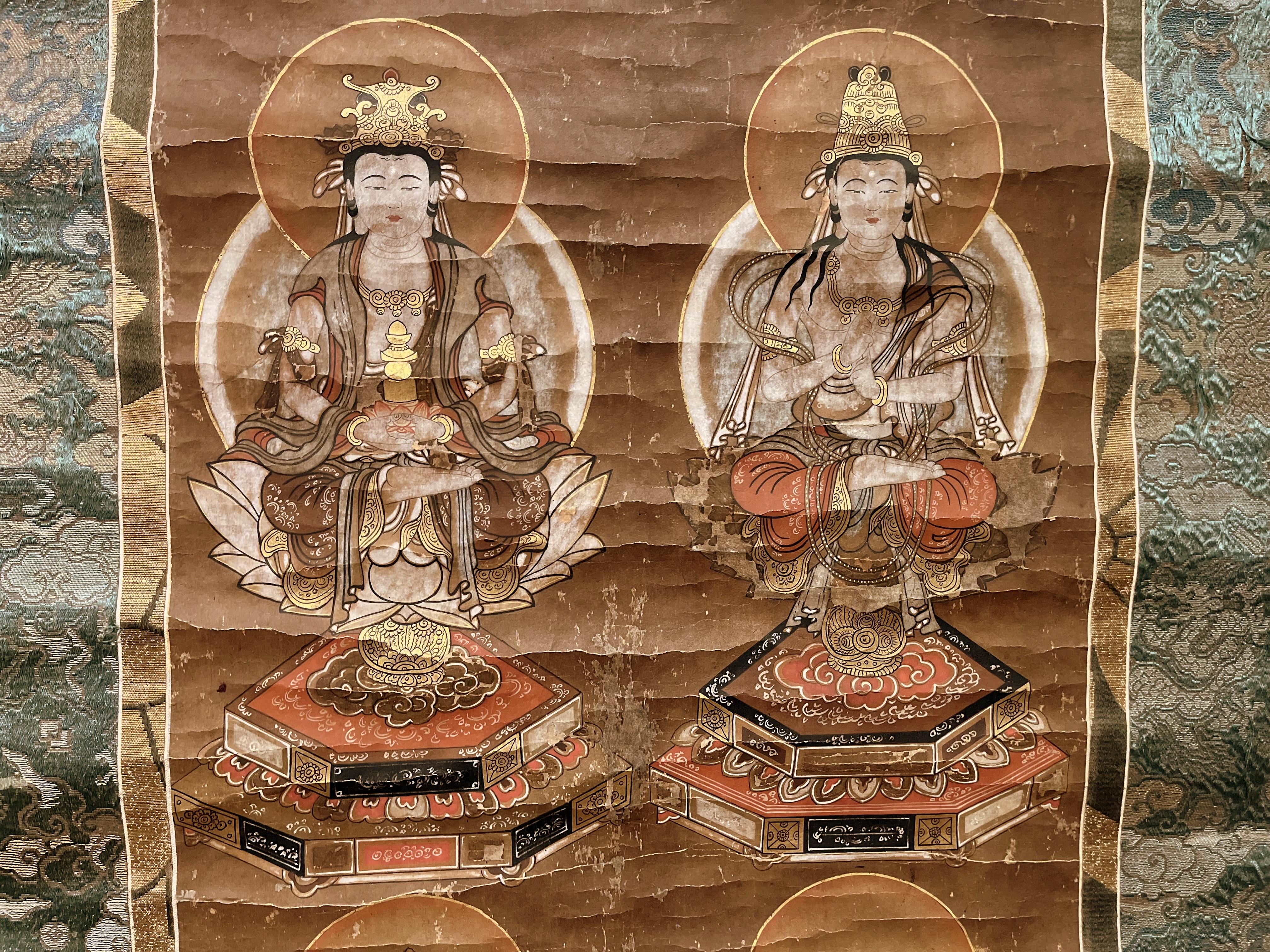 Japanisches buddhistisches Gemälde, hängendes Schnörkelgemälde im Zustand „Gut“ im Angebot in Greenwich, CT