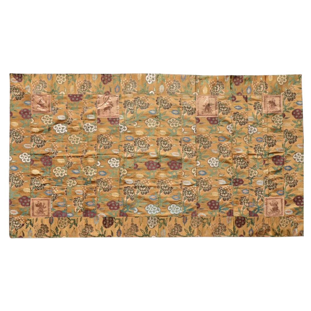 Japanese Buddhist Priest’s Silk Mantle (kesa) with Guardian King Appliqués For Sale