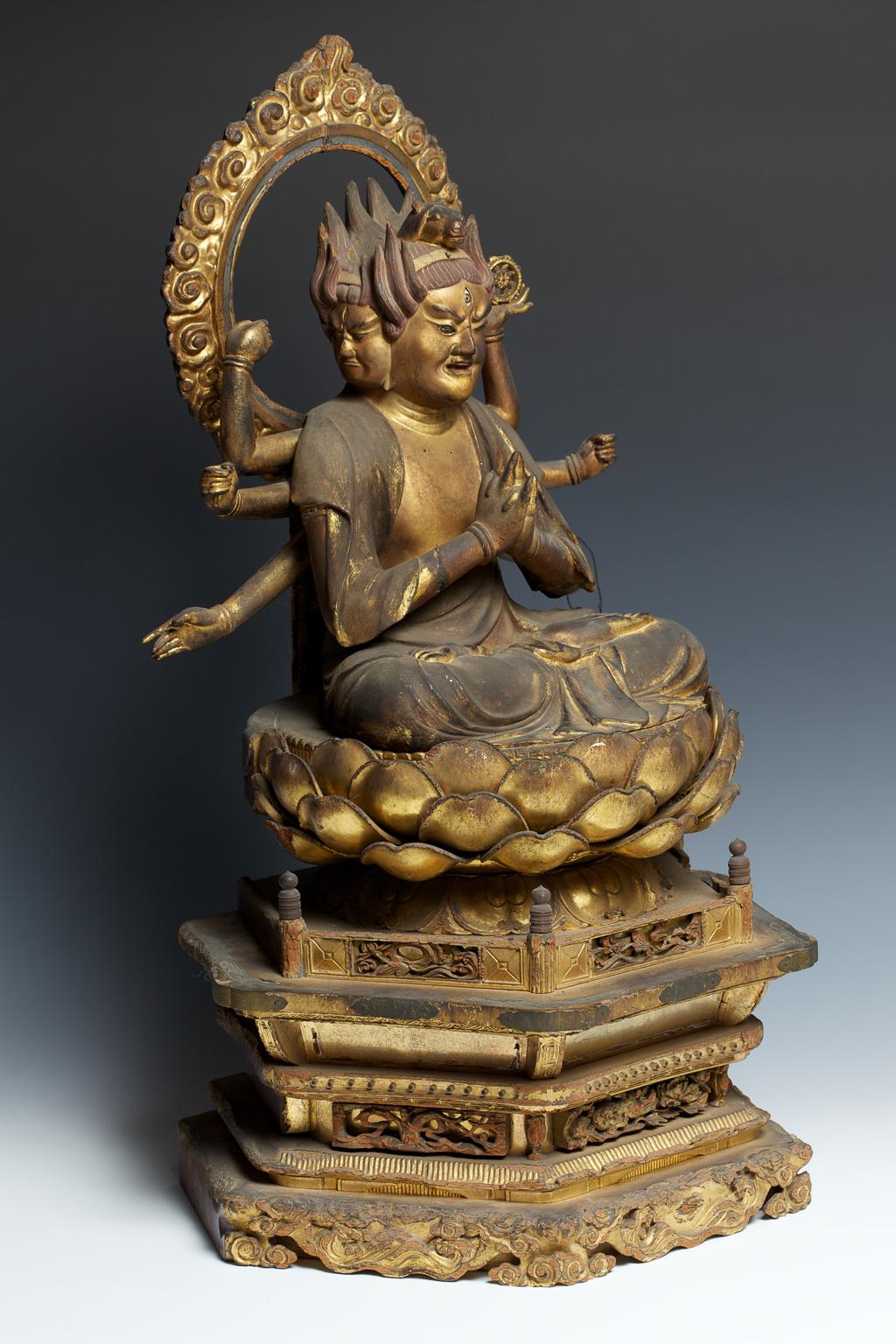 Japanese Buddhist Wooden Sculpture 'Bato Kannon', 17th Century 2