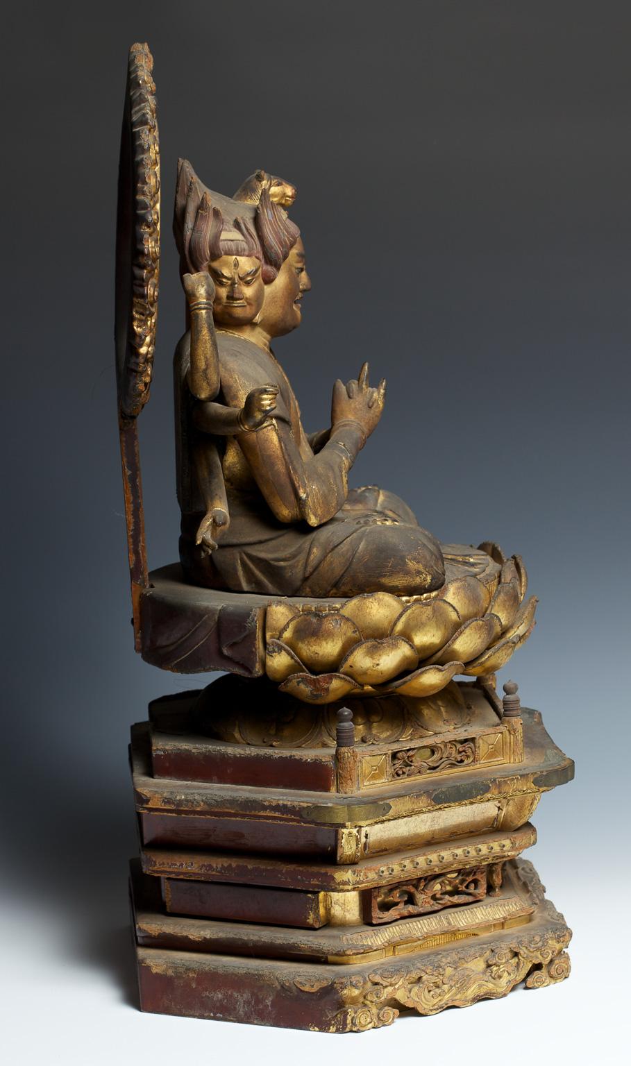 Japanese Buddhist Wooden Sculpture 'Bato Kannon', 17th Century 5