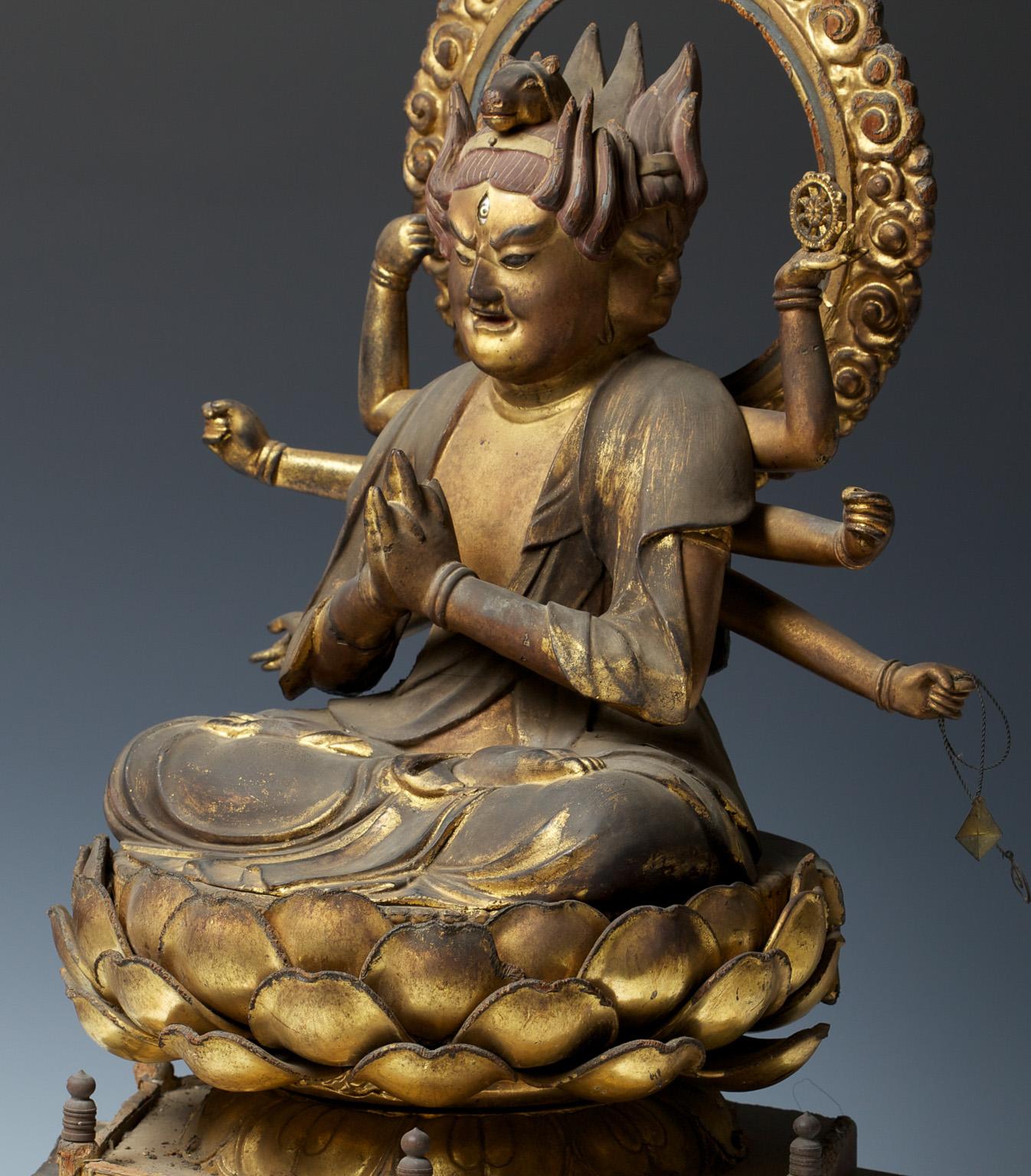Japanese Buddhist Wooden Sculpture 'Bato Kannon', 17th Century 9