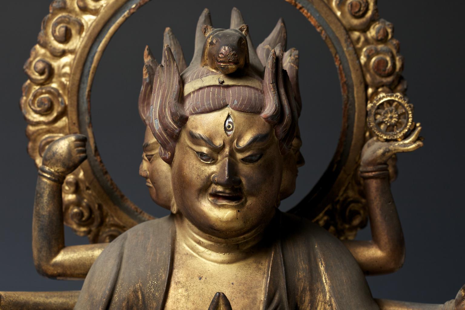 Japanese Buddhist Wooden Sculpture 'Bato Kannon', 17th Century 12