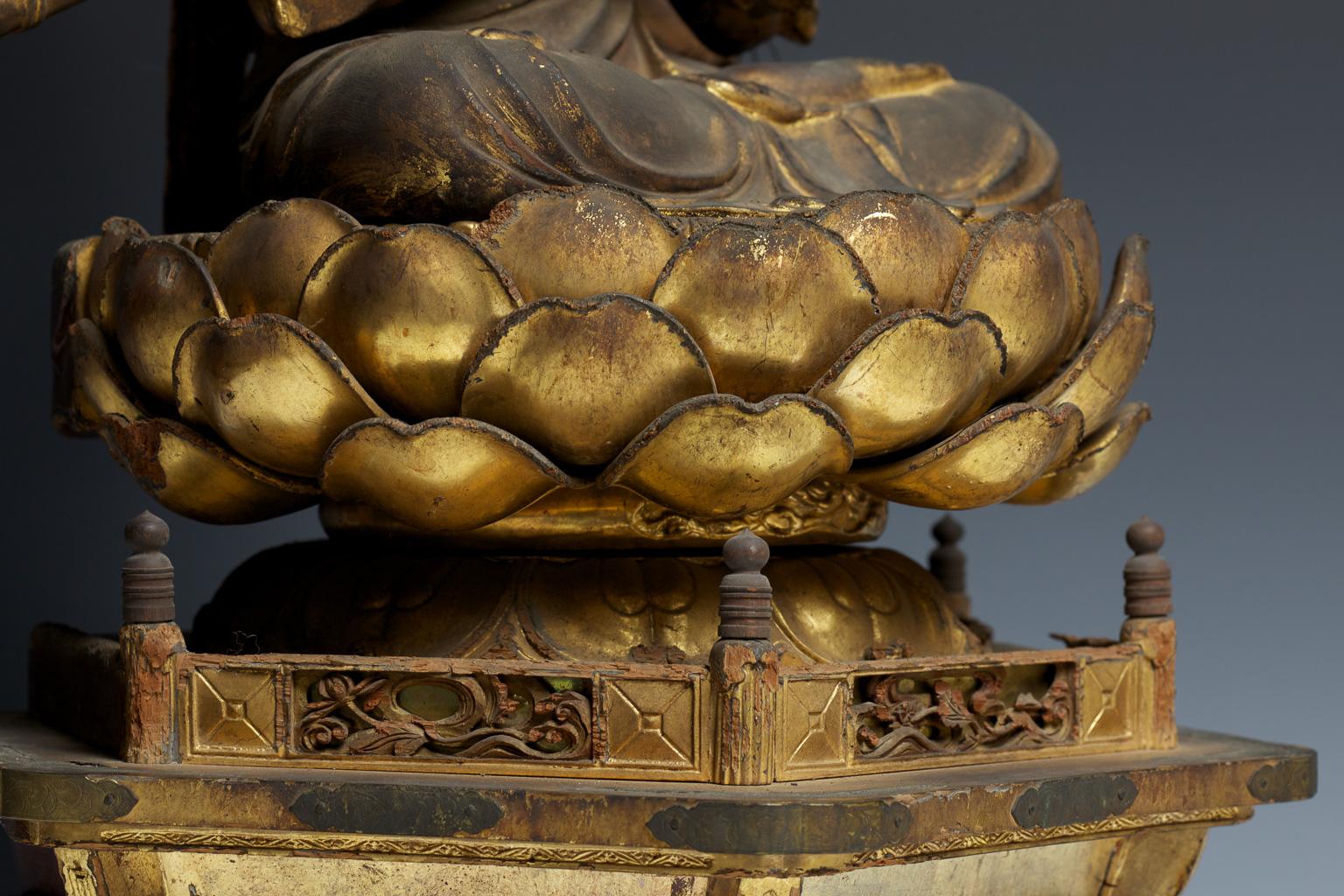 Gilt Japanese Buddhist Wooden Sculpture 'Bato Kannon', 17th Century