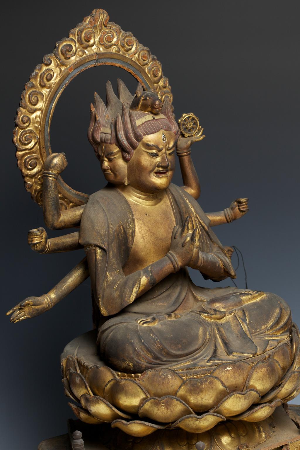 18th Century and Earlier Japanese Buddhist Wooden Sculpture 'Bato Kannon', 17th Century