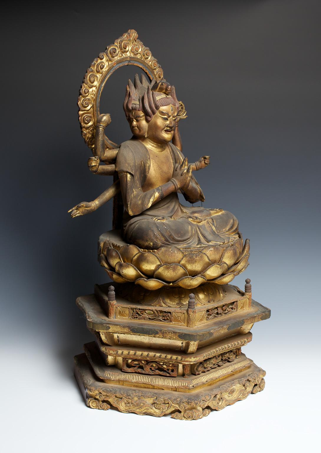 Japanese Buddhist Wooden Sculpture 'Bato Kannon', 17th Century 1