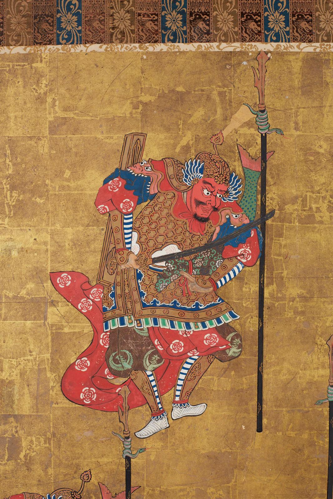 Japanese Edo Bugaku Imperial Court Dance Two-Panel Screen 3
