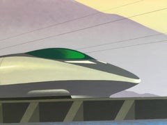 Japanese Bullet Train, Original Painting by Lynn Curlee