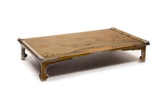 Japanese Bundai or writting table in gold lacquer with a decor of lake landscape