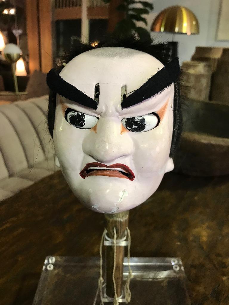 Japanese Bunraku Ningyo Joruri Meiji Edo Puppet Head in Display Case For Sale 3
