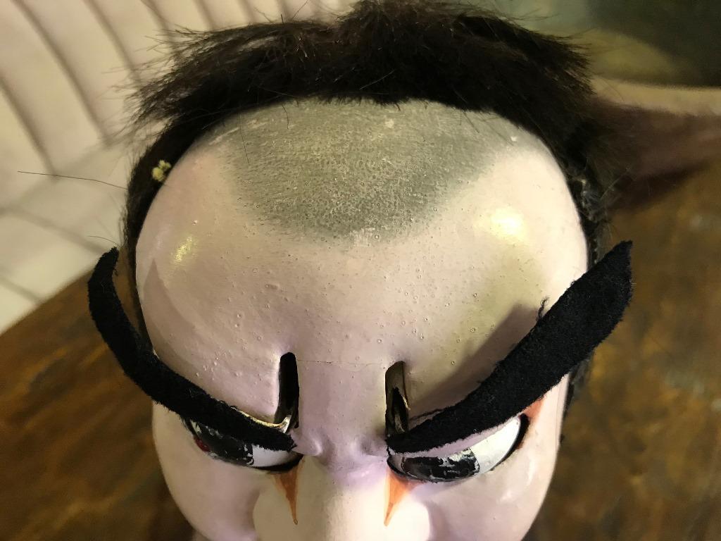 19th Century Japanese Bunraku Ningyo Joruri Meiji Edo Puppet Head in Display Case For Sale