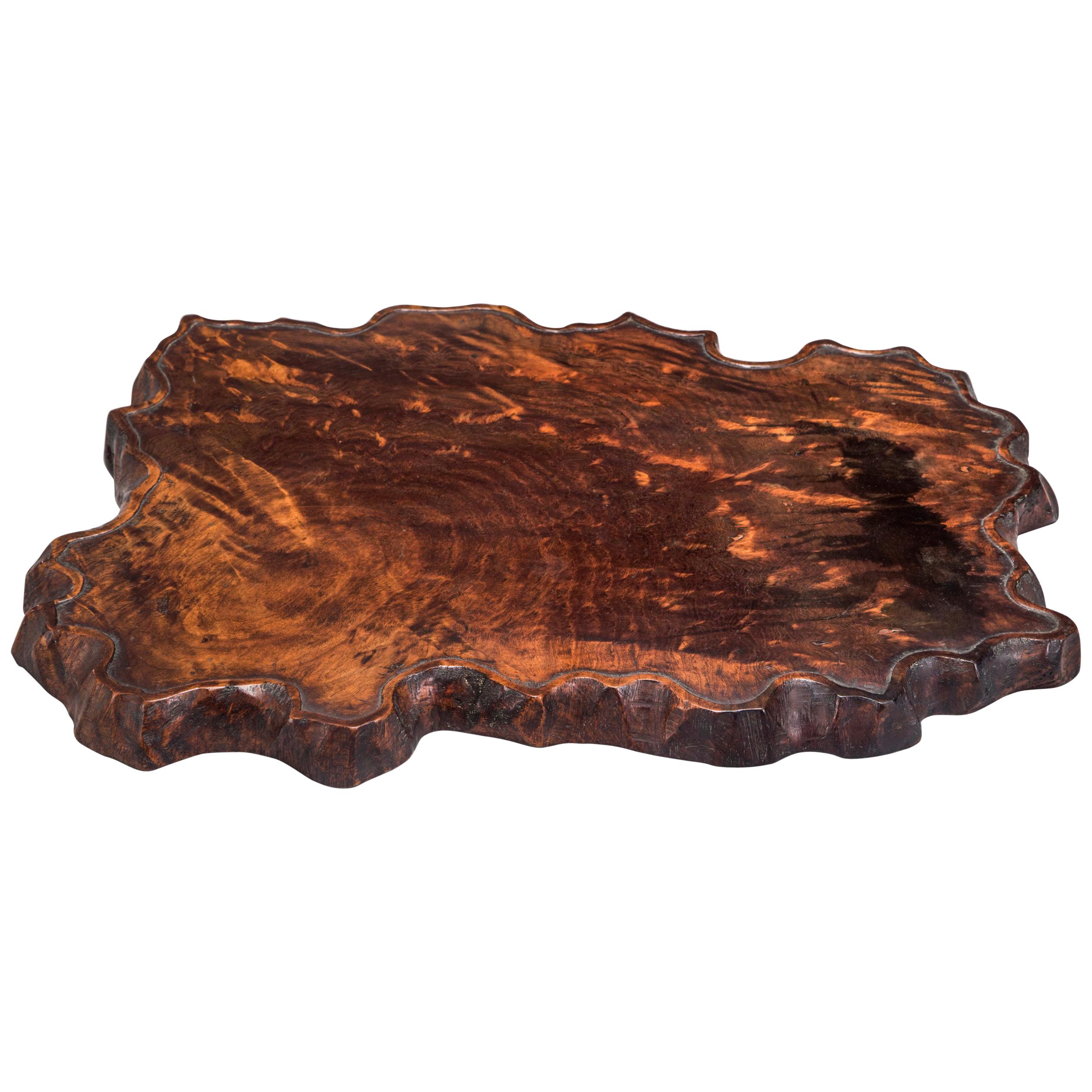 Japanese Burl Wood Tray / Stand