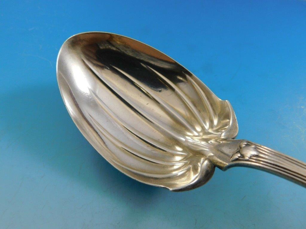 Japanese by Tiffany and Co. Sterling Silver Berry Spoon with Ribbed Bowl In Excellent Condition In Big Bend, WI