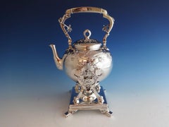 Japanese by Tiffany & Co. Sterling Kettle on Stand with Birds and Foliage