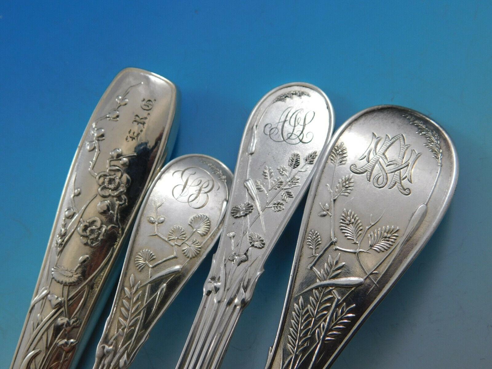 20th Century Japanese Tiffany & Co. Sterling Silver Flatware Set Service 108 Pc Audubon Birds