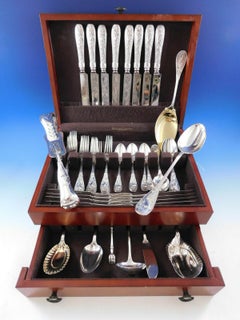 Japanese by Tiffany Co Sterling Silver Flatware Set Service 57 Pcs Audubon Birds