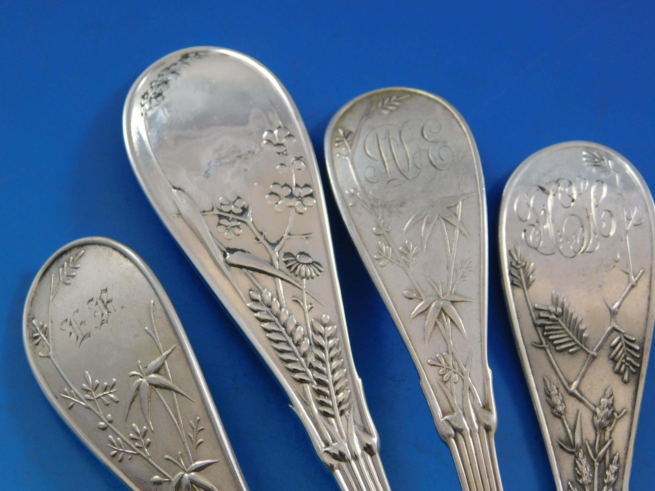 Japanese by Tiffany Co Sterling Silver Flatware Set Service 61 Pc Audubon Birds In Excellent Condition In Big Bend, WI