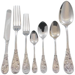 Japanese by Tiffany Co Sterling Silver Flatware Set Service 61 Pc Audubon Birds