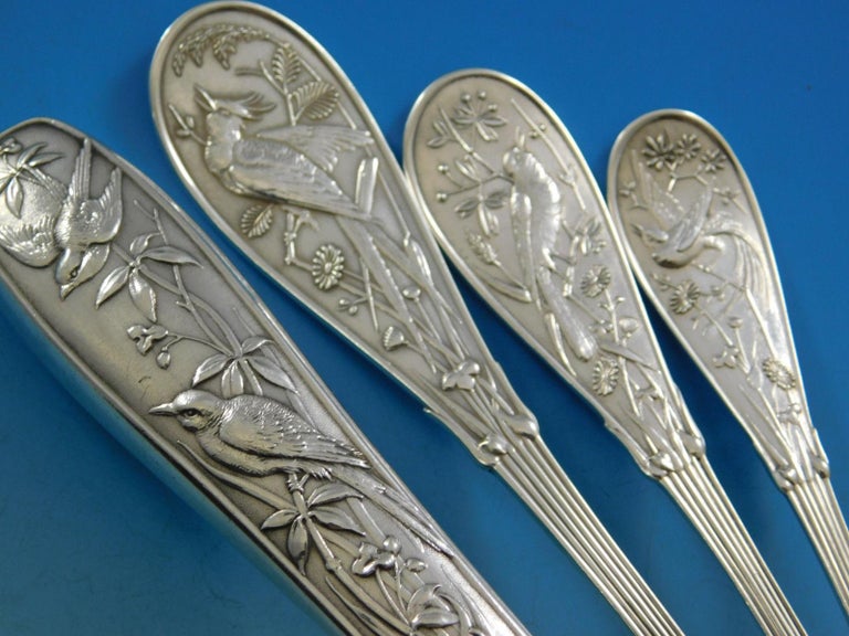 Japanese by Tiffany Co Sterling Silver Flatware Set Service 65 Pcs Audubon Birds For Sale at 1stDibs