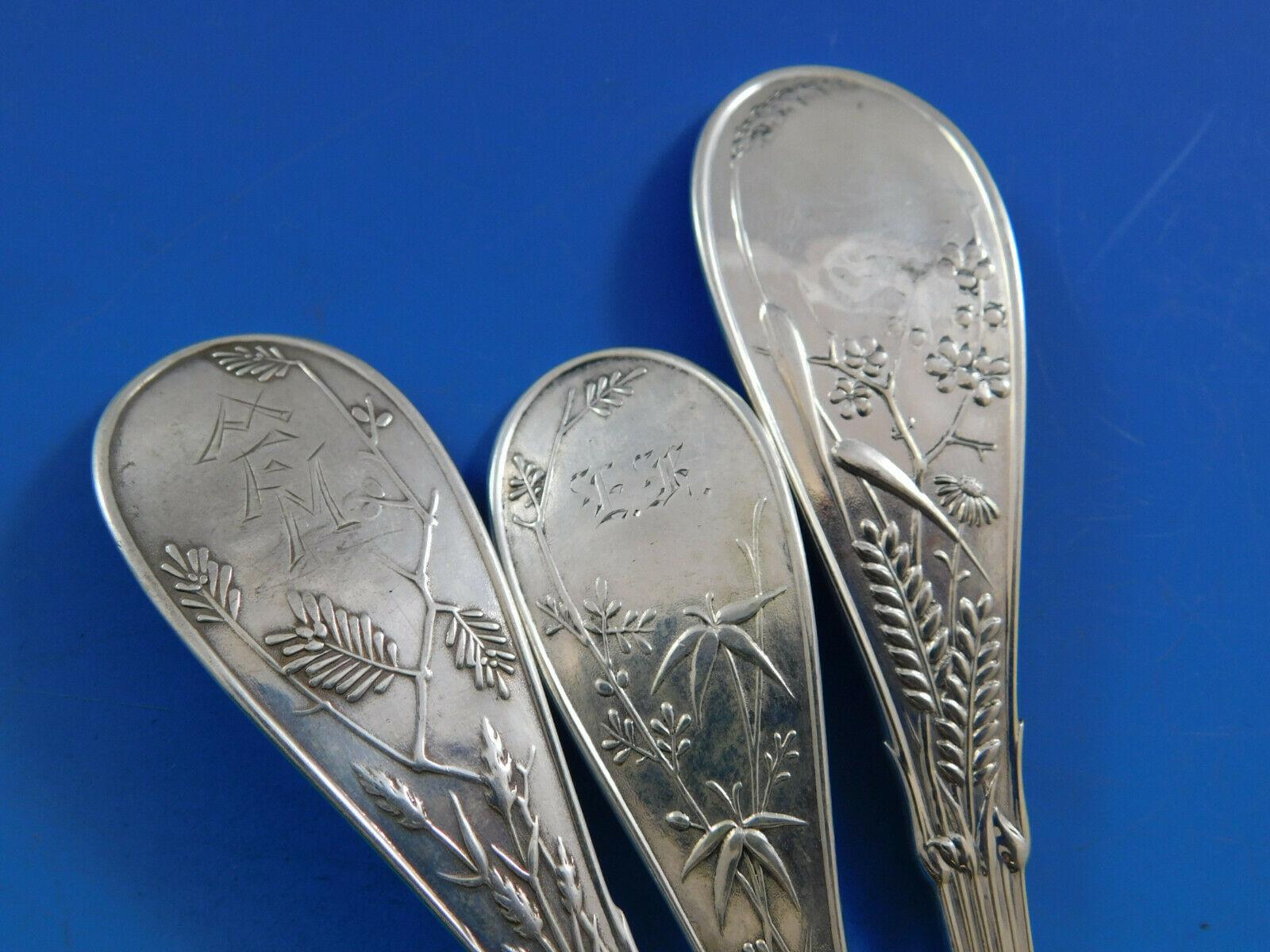 Japanese by Tiffany Co Sterling Silver Flatware Set Service 68 pcs Audubon Birds In Excellent Condition In Big Bend, WI