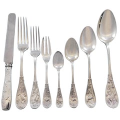 Japanese by Tiffany Sterling Silver Flatware Set Service 69 Pcs Audubon Birds