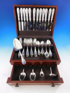 Japanese Tiffany & Co. Sterling Silver Flatware Set Service 77 Pcs Audubon Birds