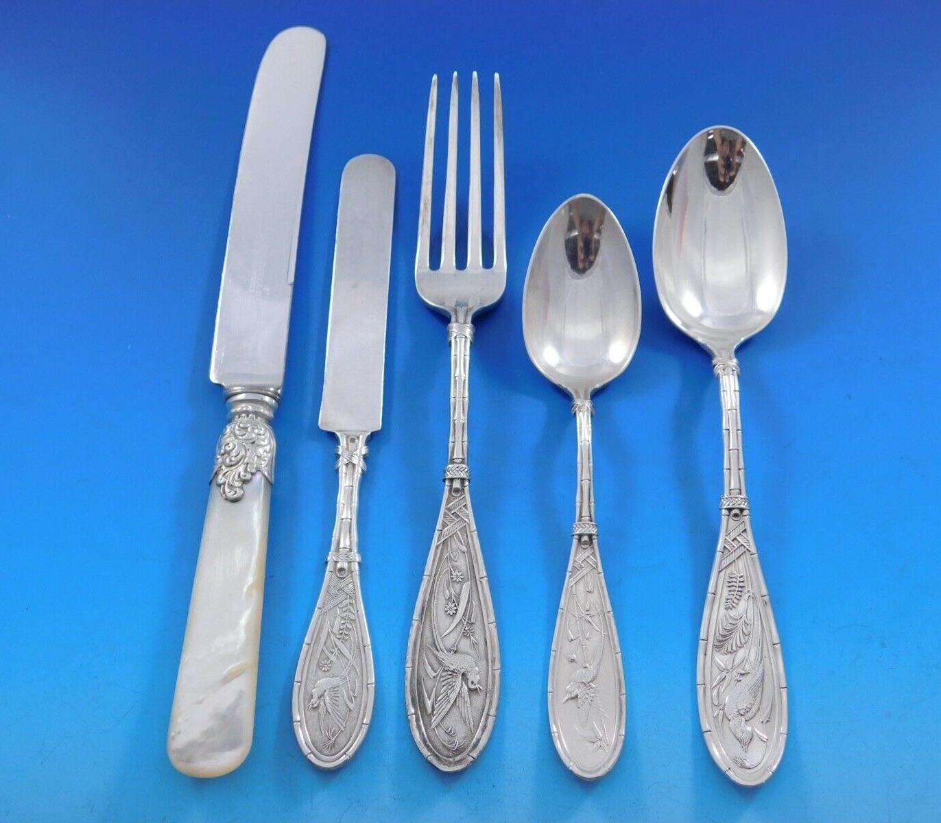 Japanese by Whiting Set di posate in argento Sterling 8 Servizio 53 pezzi Uccelli Estetici In condizioni ottime in vendita a Big Bend, WI