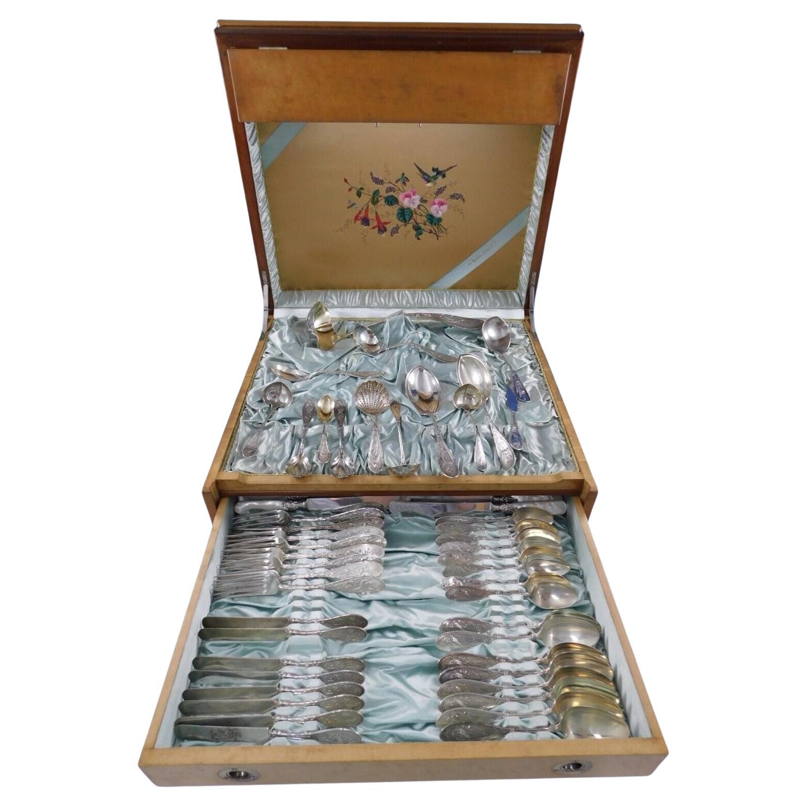 Japanese by Whiting, Besteckset aus Sterlingsilber, 8er-Service, 53-teilig, Ästhetische Vögel