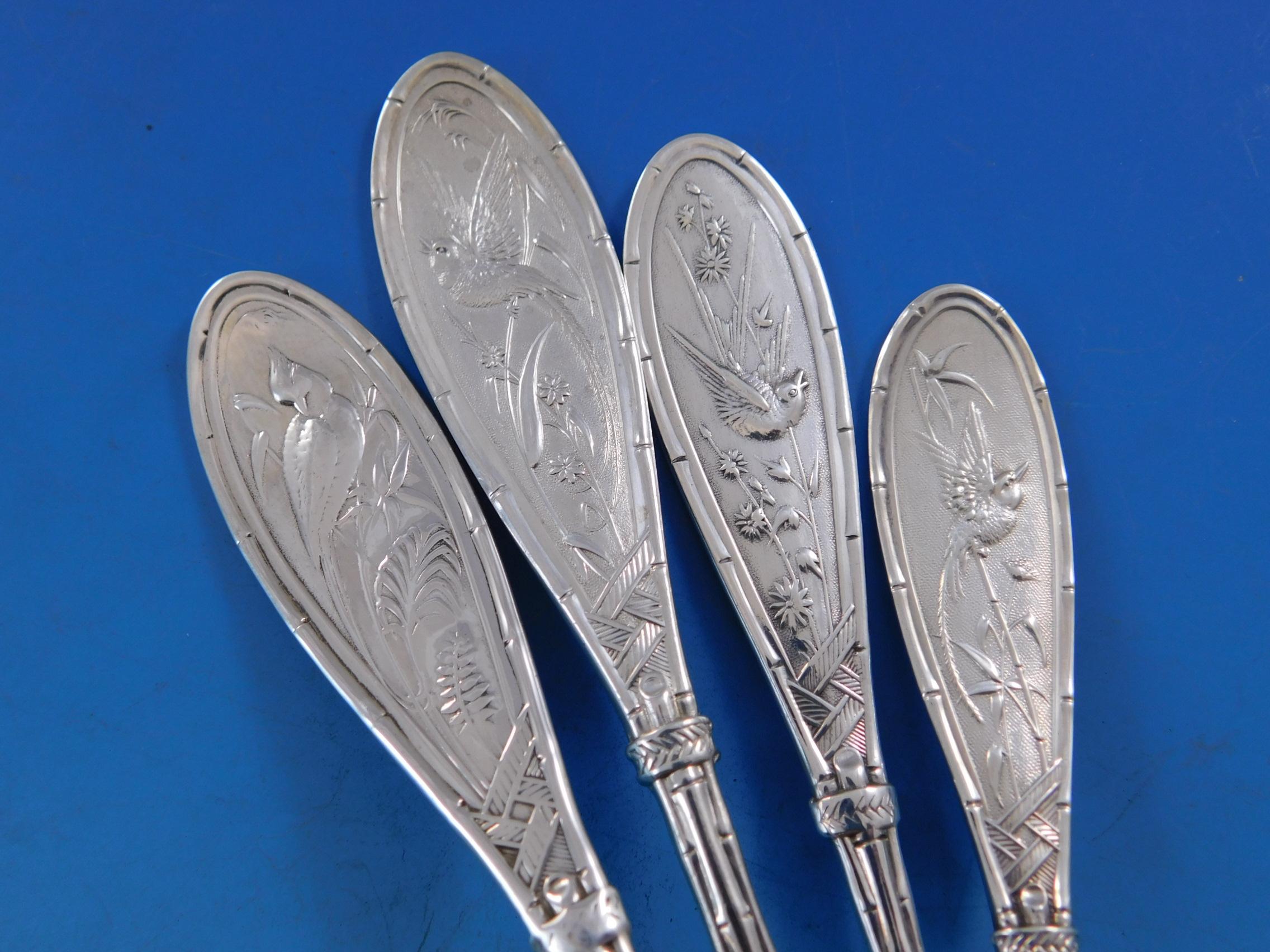 19th Century Japanese by Whiting Sterling Silver Flatware Set for 8 Service 55 Pieces Birds